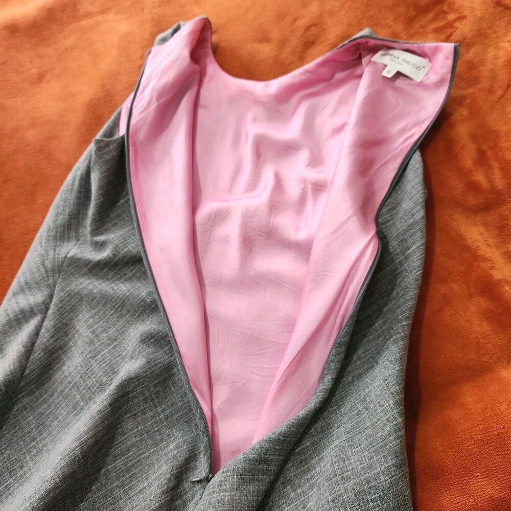 Donna Ricco Sheath Dress Women Size 10 Gray Pink Lined Sleeveless Zipper - Picture 8 of 14